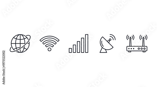 Wallpaper Mural Internet, WiFi, and Network Communication Line Icons Set Torontodigital.ca