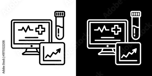 Continuous Wellness Feedback Icon In Black And White Style