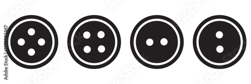Sewing Button Icon Set Vector, Clothing Fastener Symbols in Solid and Outline Style, Tailoring Fashion Craft Buttons Isolated on
 White Background