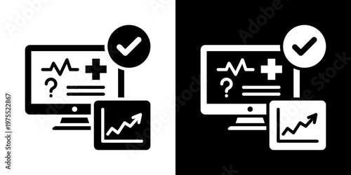 Autonomous Health Monitoring Icon In Black And White Style