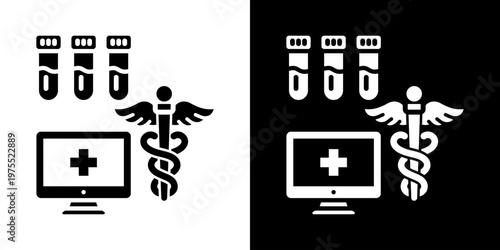 Intelligent Vital Analysis Icon In Black And White Style