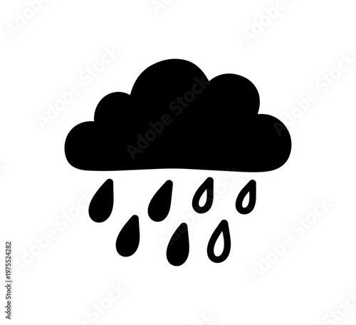 Abstract illustration of white raindrops on black background