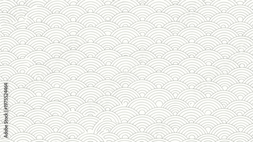 Traditional japanese wave pattern background with subtle grey lines forming a repeating arched scale texture for oriental themes.