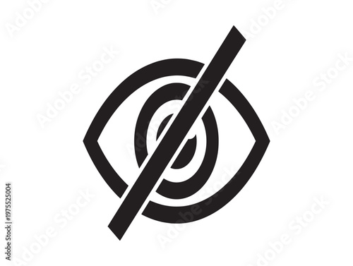 Prohibited vision a black and white icon representing censorship and restricted observation