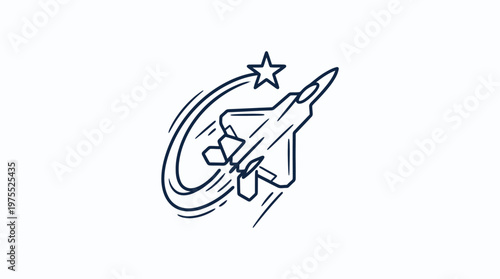 Modern Jet Fighter Taking Off with Star Trail