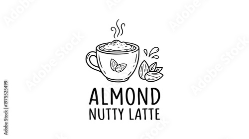 Charming Almond Nutty Latte Logo Design