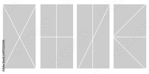 Set of comic 4 frame photo collage layout