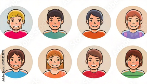 Pixelated portraits of diverse individuals in circular frames, showcasing various expressions and appearances.