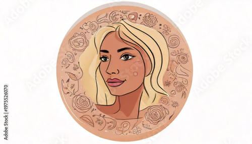 Portrait of a beautiful woman with blonde hair, looking forward.