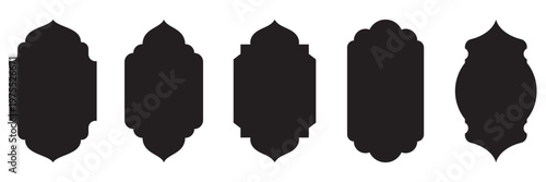 Islamic Arch Door and Window Shape Set Vector in Oriental Style with Arabic Frames, Mosque Arches and 
Decorative Silhouettes for Ramadan and Design