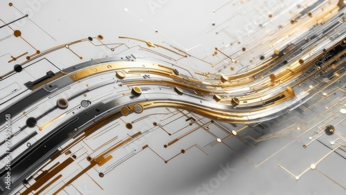 Wallpaper Mural Abstract Digital Network Flow with Glowing Lines and Nodes. Torontodigital.ca