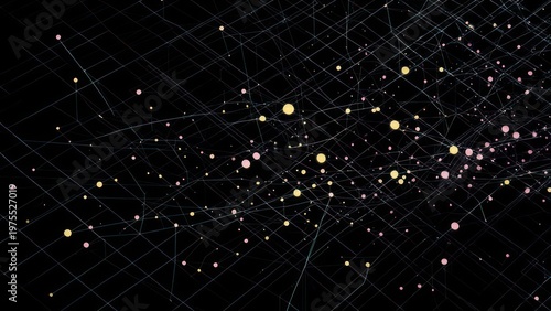 Wallpaper Mural Abstract Network of Light Points on Black Background. Torontodigital.ca