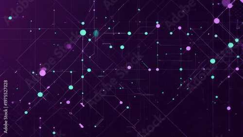 Wallpaper Mural Abstract Purple Network with Glowing Nodes and Connecting Lines. Torontodigital.ca