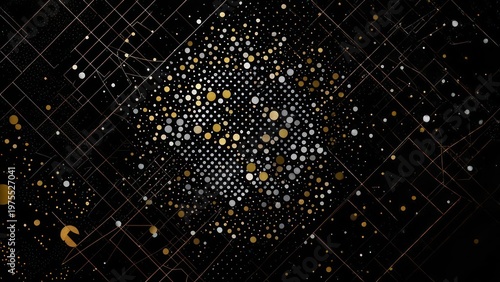 Wallpaper Mural Abstract Digital Network with Glowing Particles and Grid Lines. Torontodigital.ca