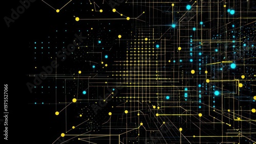 Wallpaper Mural Abstract Network of Interconnected Nodes and Lines on Black Background. Torontodigital.ca