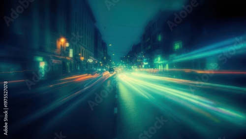 Wallpaper Mural Dynamic Night Cityscape with Streaking Car Headlights and Taillights. Torontodigital.ca