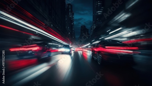 Wallpaper Mural Dynamic Night Cityscape with Streaking Car Lights and Urban Motion Blur. Torontodigital.ca