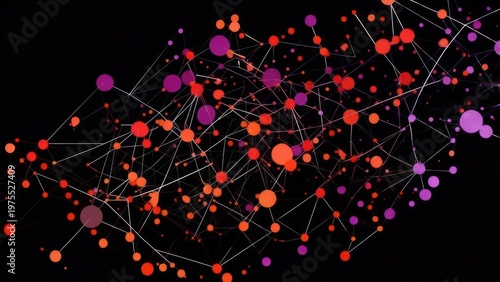 Wallpaper Mural Abstract Network of Connected Nodes with Lines and Dots on Black Background. Torontodigital.ca