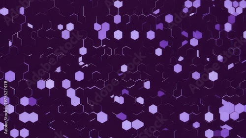 Wallpaper Mural Abstract purple hexagonal pattern with glowing elements on a dark background. Torontodigital.ca