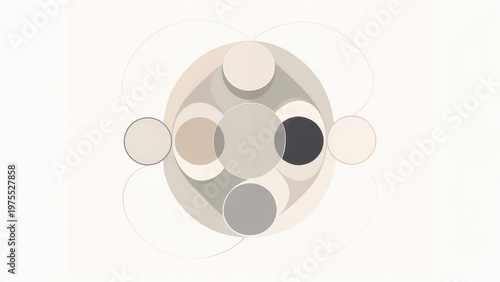 Wallpaper Mural Minimalist Abstract Circles Design with Neutral Tones and Overlapping Shapes. Torontodigital.ca
