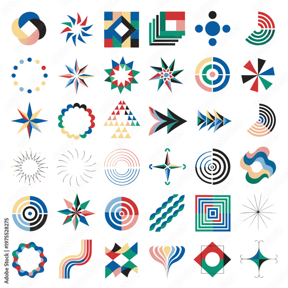 Obraz premium Modern Minimal Abstract Geometric Shapes Bundle – 40 Trendy Vector Elements