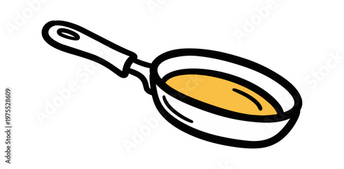 Frying pan with oil icon on black background for culinary concepts