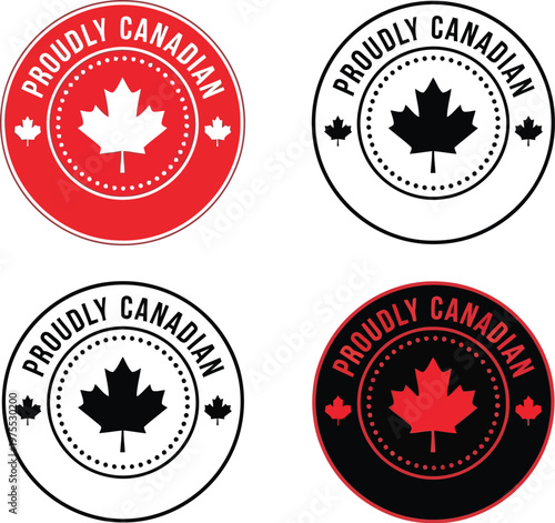 Fotografia Proudly Canadian Round Badge Vector Set Featuring Maple Leaf Symbols For Nationa