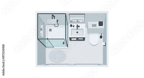 Bathroom Layout Design - Top-Down View of Fixtures and Space.