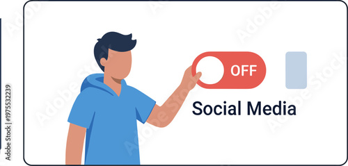 A man switches off social media on his device in a simple setting.