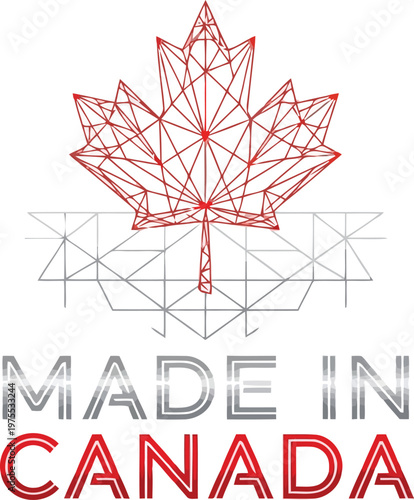 Foto Geometric Canadian Maple Leaf Icon With Made In Canada Text For National Brandin