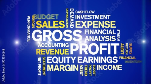 Gross Profit animated word cloud-text design animation tag kinetic typography seamless loop.