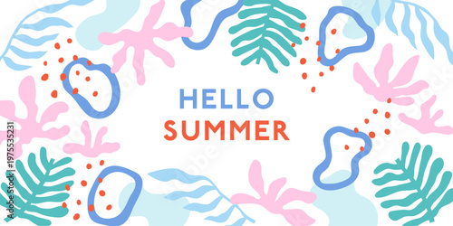 葉っぱのイラスト　夏・初夏・葉・植物・背景・模様・フレーム