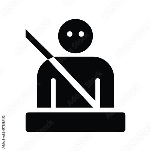 Driver passenger seatbelt icon on transparent background, person wearing safety belt for transportation safety.