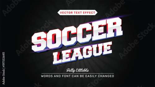 Soccer league 3d editable vector text effect