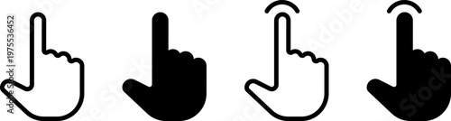 Hand click icon set, outline and flat style, hand cursor click icons. Vector illustration. Mouse click cursor collection