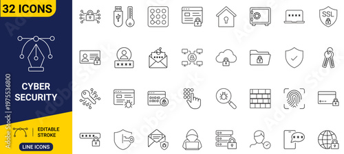 Cyber Security Icons A Comprehensive Set for Digital Protection and Network Defense