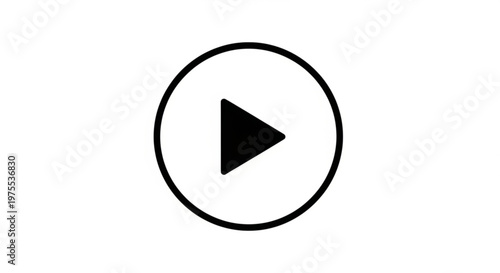 A minimalist play button icon in a circle with a black triangle pointing to the right, used for video playback.