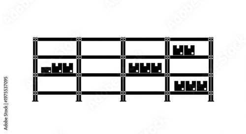 A minimalist vector graphic illustration of a server rack with multiple shelves and equipment