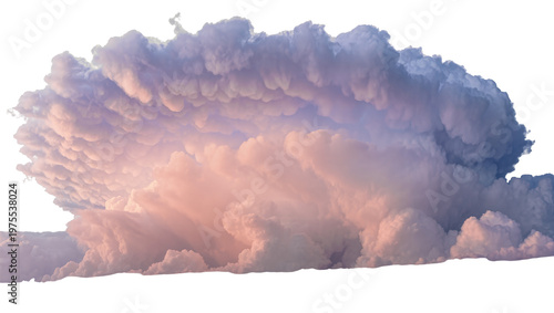 Tableau sur toile Massive cumulonimbus cloud formation with pink and purple hues, isolated on tran