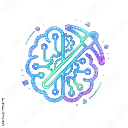 Futuristic Brain with Digital Circuitry and Sword.