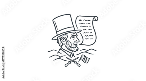 Abraham Lincoln Portrait with Gettysburg Address