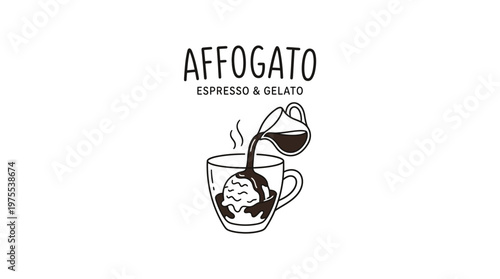 Affogato Logo Espresso Being Poured Over Gelato
