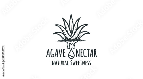 Agave Nectar Logo with Plant and Dripping Sweetness