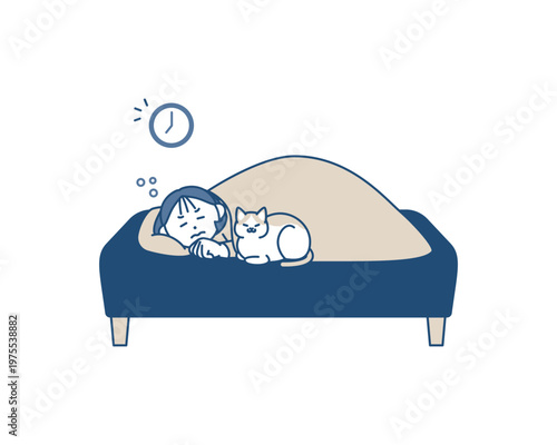 眠くてベッドからなかなか抜け出せない女性