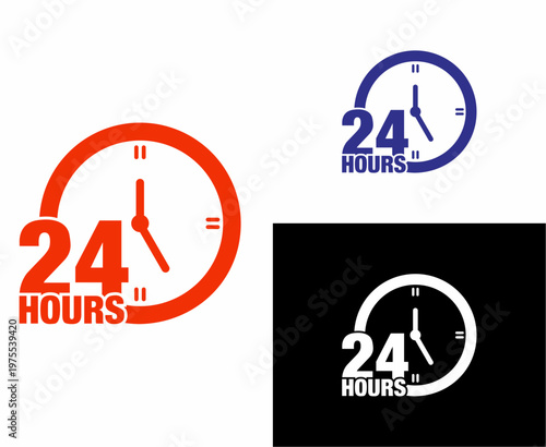 Twenty four hour blue red white icon Vector