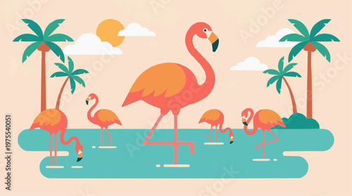 flamingo on the beach