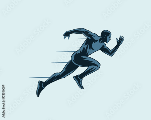 Running Athlete Illustration – Sprinter Speed Sport Fitness Action Concept