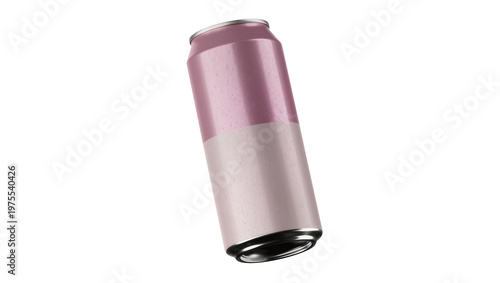 Fotografie Pink and white aluminum beverage can, isolated on transparent background