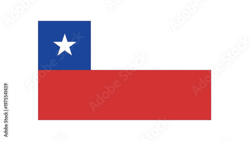 The flag of Chile with a white star on a blue background and a red stripe on a plain white background.