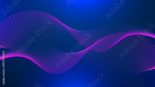 Sophisticated dark blue background with flowing magenta and pink digital wave lines in a rhythmic pattern